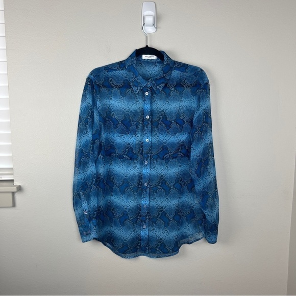 Equipment Snakeskin Signature Silk Sheer Blouse Parisian Blue - Picture 2 of 6
